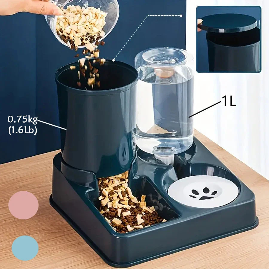 PetFlow Duo Futterstation | Automatischer Wasserspender | Ergonomisches Design | Modern & Praktisch