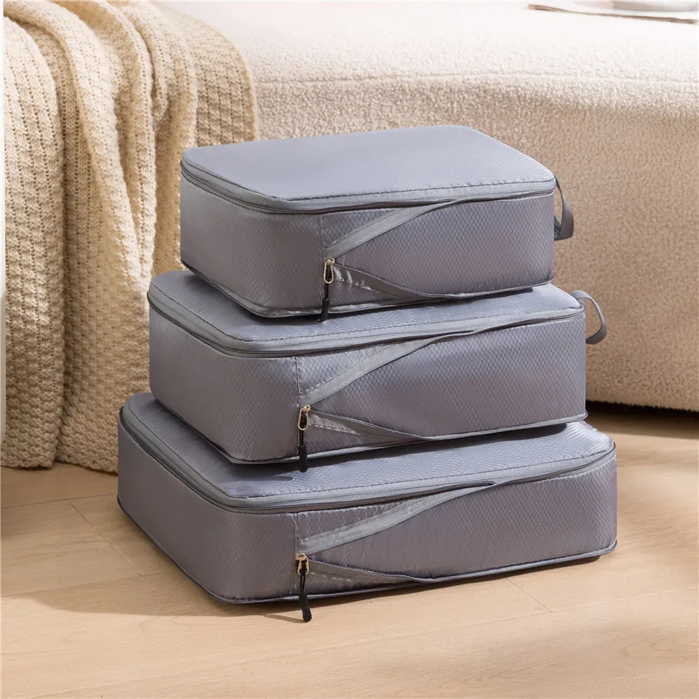 Packavio Packwürfel Set | 3 Größen & Komprimierbar | Wasserdicht & Ultraleicht | Für Reisen & Alltag