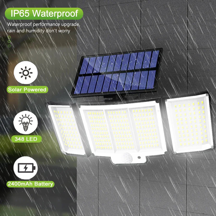 Solarleuchte SunSentinel | 318 LEDs mit Bewegungssensor | 3 Modi & IP65 Schutz | Für Garten, Terrasse & Zaun