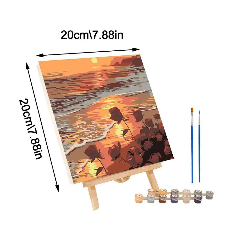 ArtMoment Malen-nach-Zahlen-Set | Abstrakte Sonnenuntergangslandschaft | Komplettes DIY-Kunstwerk
