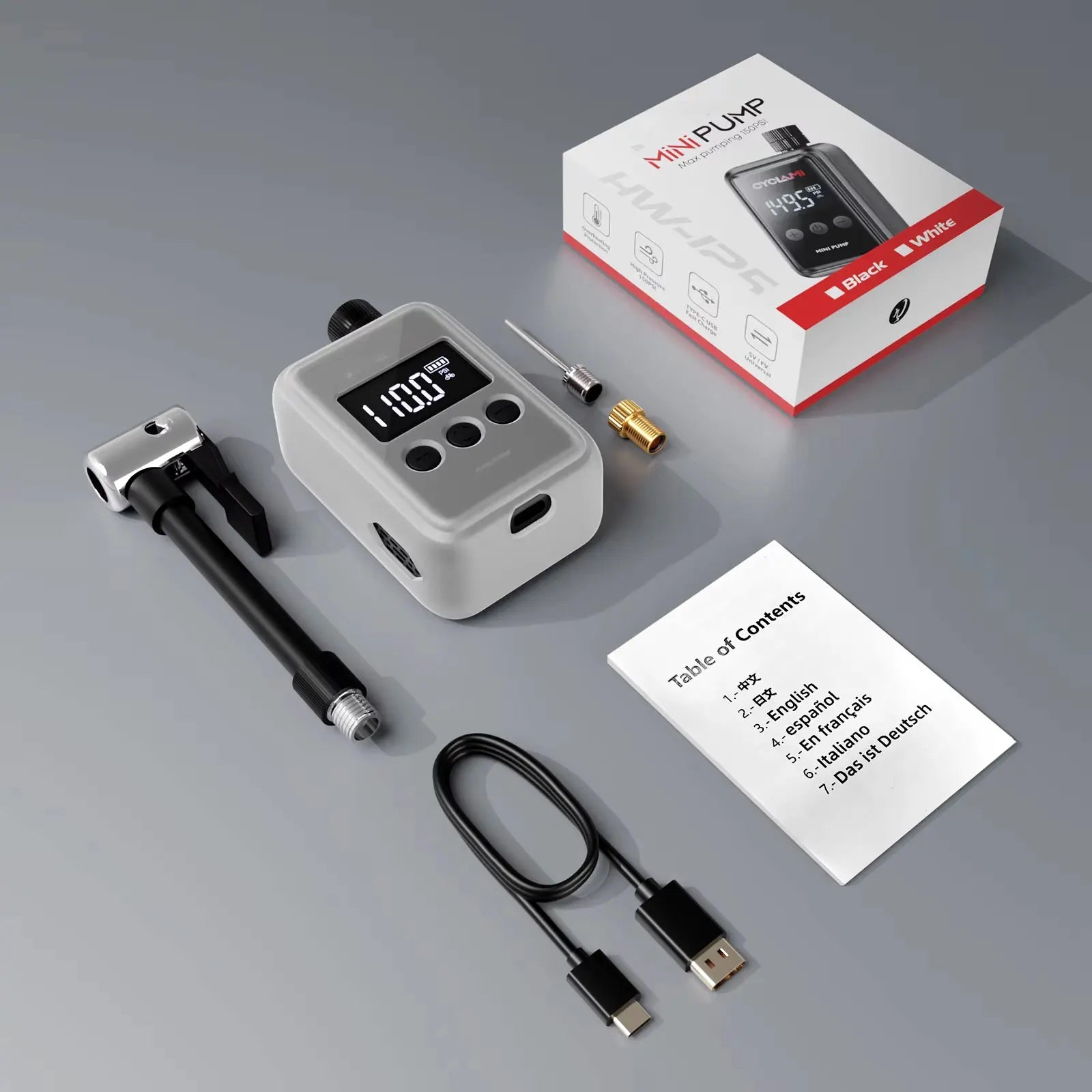 AirMaxx One | Tragbare Elektrische Luftpumpe | 150 PSI Hochdruck | USB-Aufladung & LED-Display