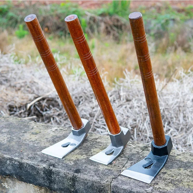 AgriTool | Handhacke aus Manganstahl | 3-in-1 Gartenwerkzeug | Mit Aokaholzgriff für Unkraut & Wurzelentfernung