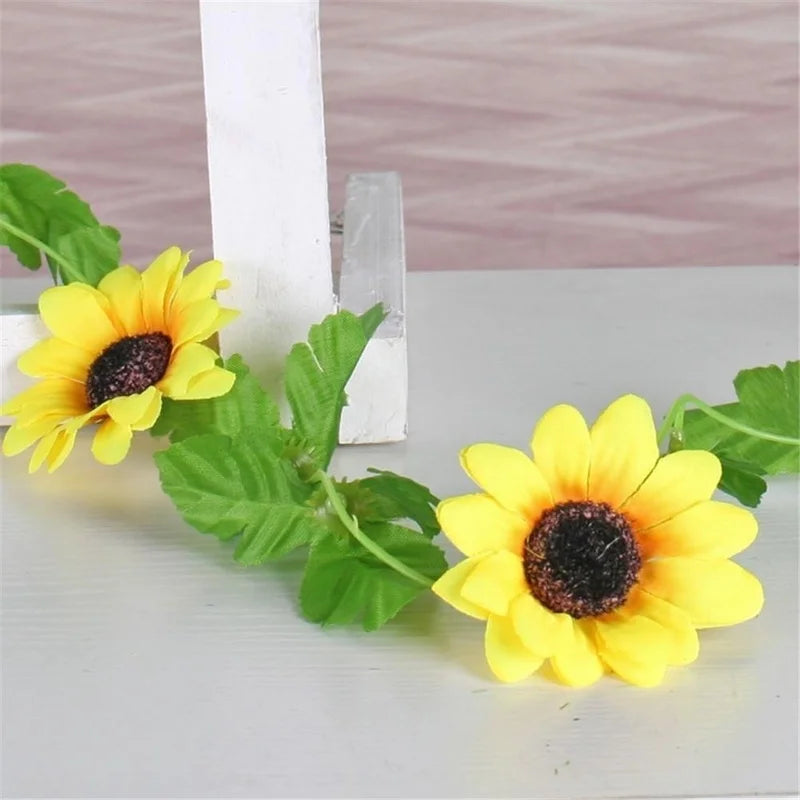 SunFlare | Kunstblumen-Girlande Sonnenblume | Flexibel & Wetterbeständig | 2,6m Länge