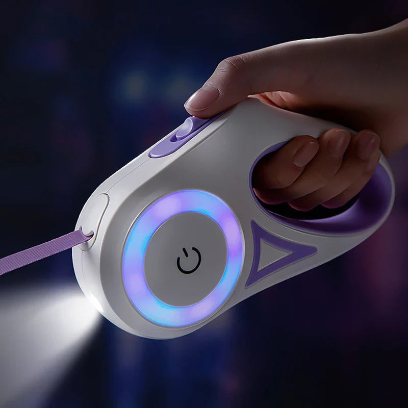 GlowPaw FlexiLeash | LED Rollleine für Hunde & Katzen | Ergonomisch & Sicher bei Nacht | Für Spaziergänge bei Dunkelheit | Ausziehbar & Mit Einhandbremse