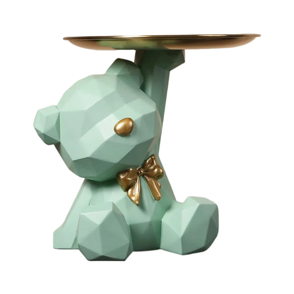 Moduro GridBear | Dekofigur Mit Schale | Geometrisches Design | Schlüsselablage Für Flur & Tisch | Geschenkidee Modern