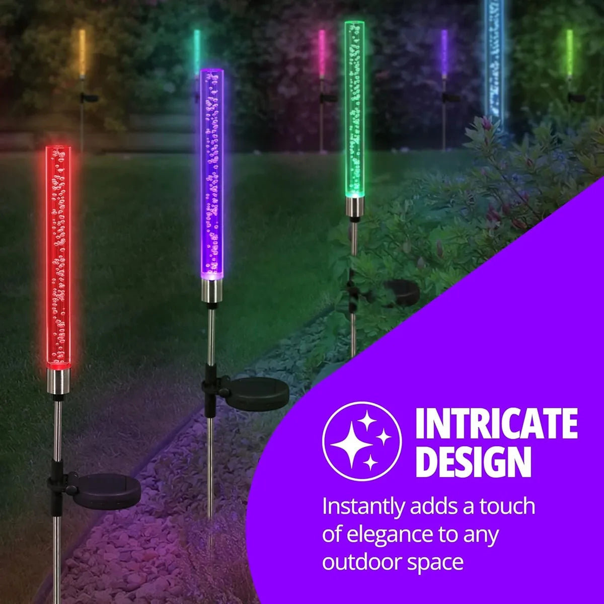 LumaFlair Solar Gartenleuchte | Farbwechsel LED | Wetterfest | Mit Erdspieß