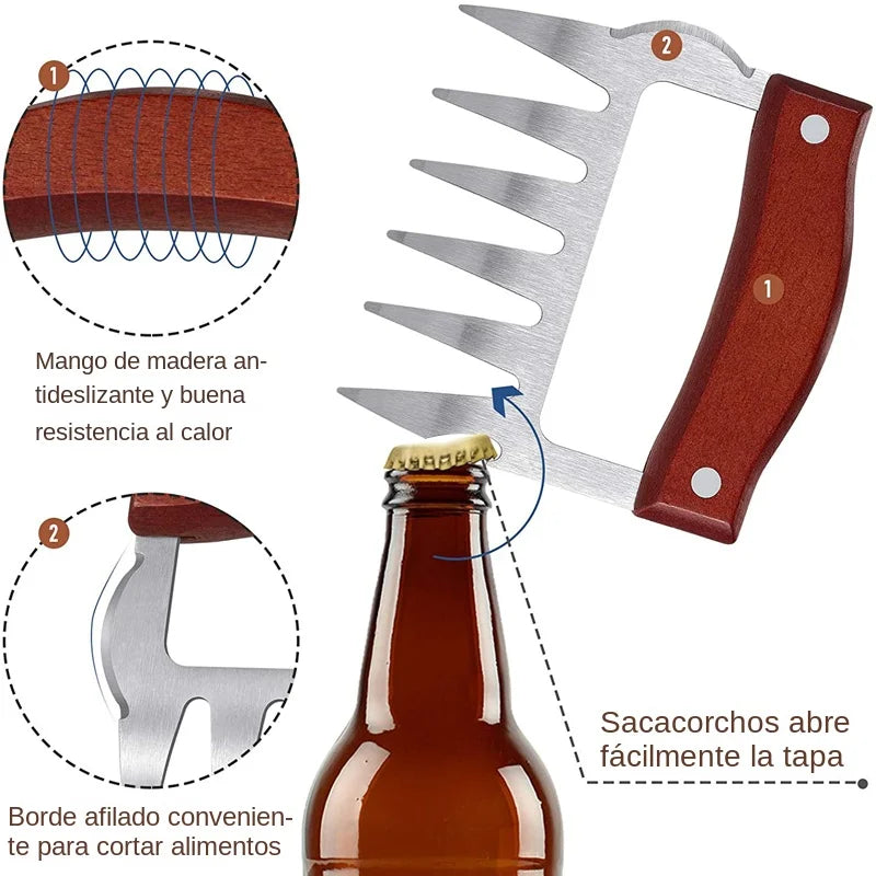 GrillMaster Pro Fleischkrallen | Edelstahl | Ergonomischer Holzgriff