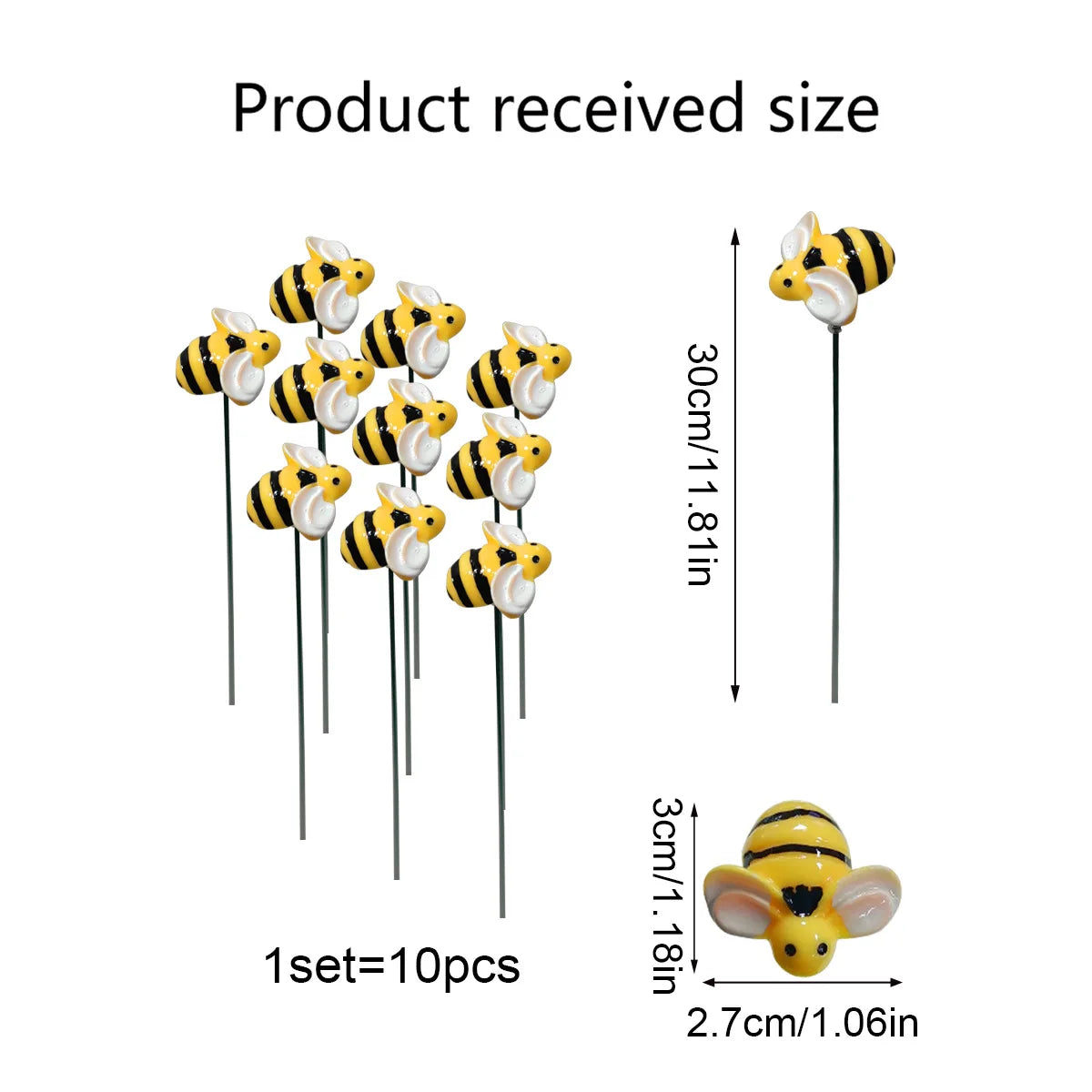 GartenBrumm Deko-Stecker | 10er Set Bienen | Wetterfest & Rostfrei | Für Beet, Balkon & Rasen | Sommerdeko