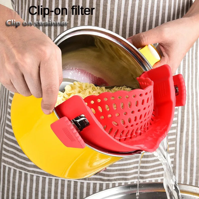 FlexiSieb Topf-Abgießhilfe | Silikon mit Edelstahl-Clips | BPA-frei & Kompakt | 22,5 cm