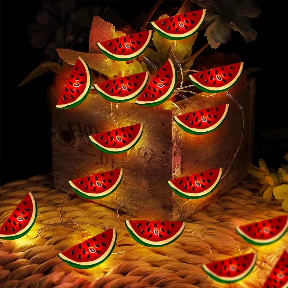 FruttiLight | LED-Lichterkette im Wassermelonen-Design | Batteriebetrieben, flexibel & bunt | Gartenpartys, Balkon & Sommerdeko