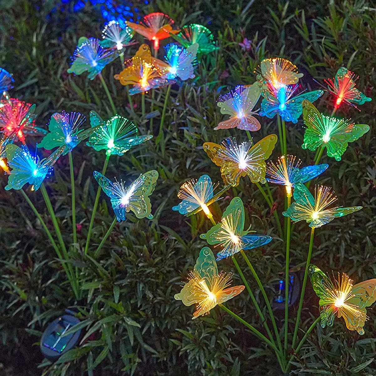 SolaraGlow Schmetterlingsleuchte | Solarbetrieb & Farbwechsel | Wetterfest | 72 cm Höhe