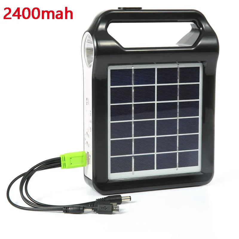 SolixCamp Set | Tragbares Solarstrom-Kit Mit LED & USB | 2400 mAh Akku | Für Camping & Outdoor