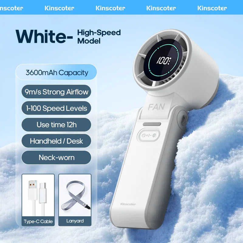 Breezivo Mini Ventilator | Ice-Cool Funktion & 3600mAh Akku | Faltbar & Leicht | Blau