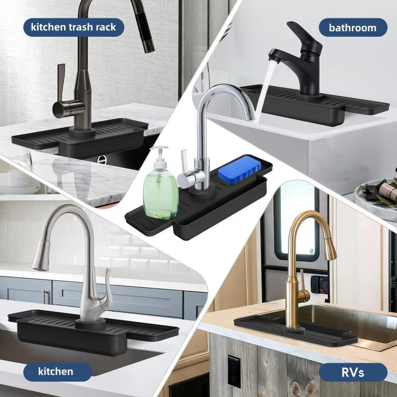 AquaDrift | Silikon-Ablagematte mit Schrägablauf | Trocknet Schwämme & Seife hygienisch | Für Küche & Waschbecken