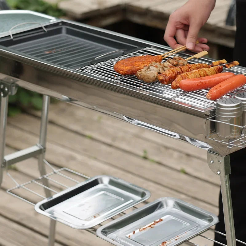 GrillFlex | Klappbar & Edelstahl | Holzkohlegrill für Garten & Camping