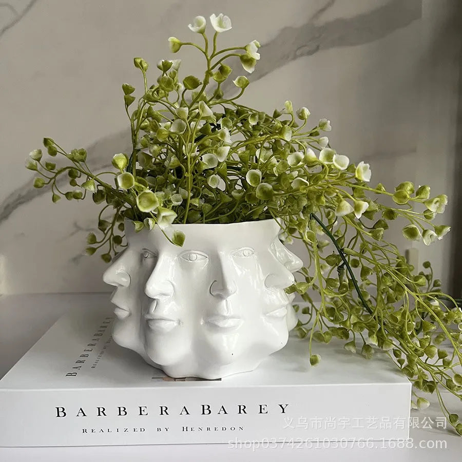 Faceflora 3D Blumentopf | Stilvolles Pflanzgefäß in Skulptur-Optik | Modern & Ausdrucksstark | Für Zimmerpflanzen & Deko