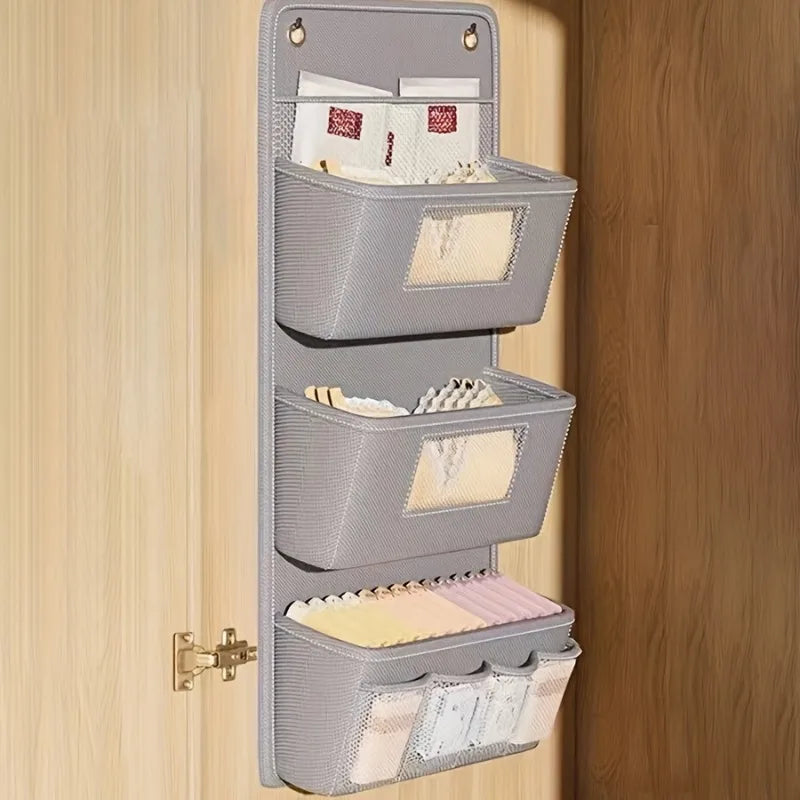 FlexiStore | Wandorganizer Stoff | Mit Sichtfenster & Praktischen Haken | Mehrere Fächer