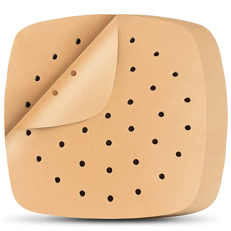 CrispMate Backpapier | Perforiert für Heißluftfritteusen | 100 Stück | Hitzebeständig