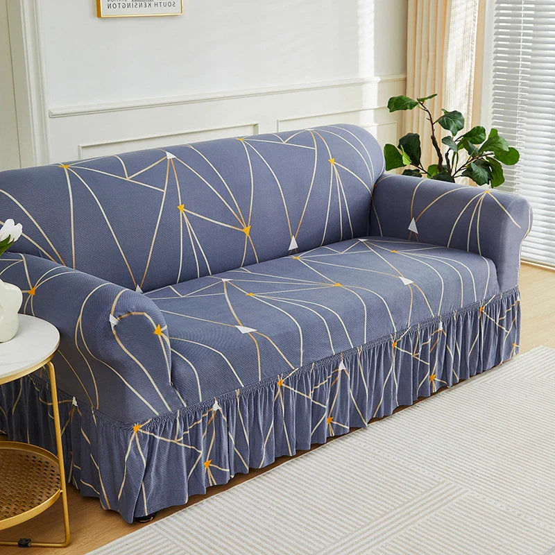 Floravelle | Sofaüberwurf mit Blumenmuster | Elastisch & Rutschfest | Dekorativer Rüschenakzent | Waschbarer Sofabezug