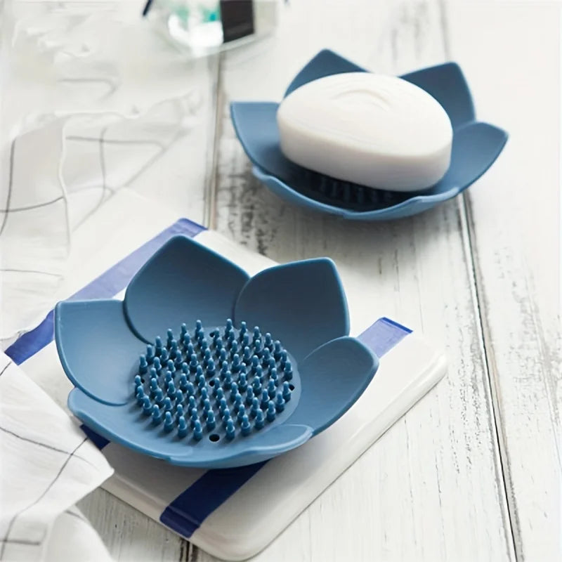 Drovalis Seifenhalter | Rutschfest & Hygienisch | Lotus-Design aus Silikon | Für Bad & Küche