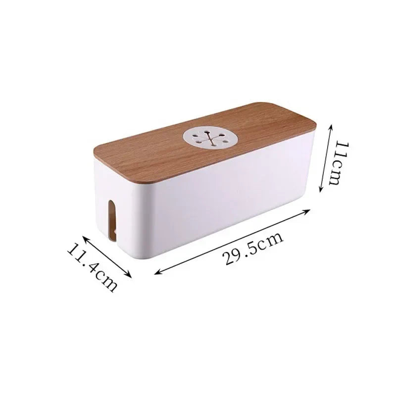 TidyBloc Kabel Organizer | Holz-Optik & Kunststoff | Für Schreibtisch & Zubehör | Kompakte Aufbewahrungsbox