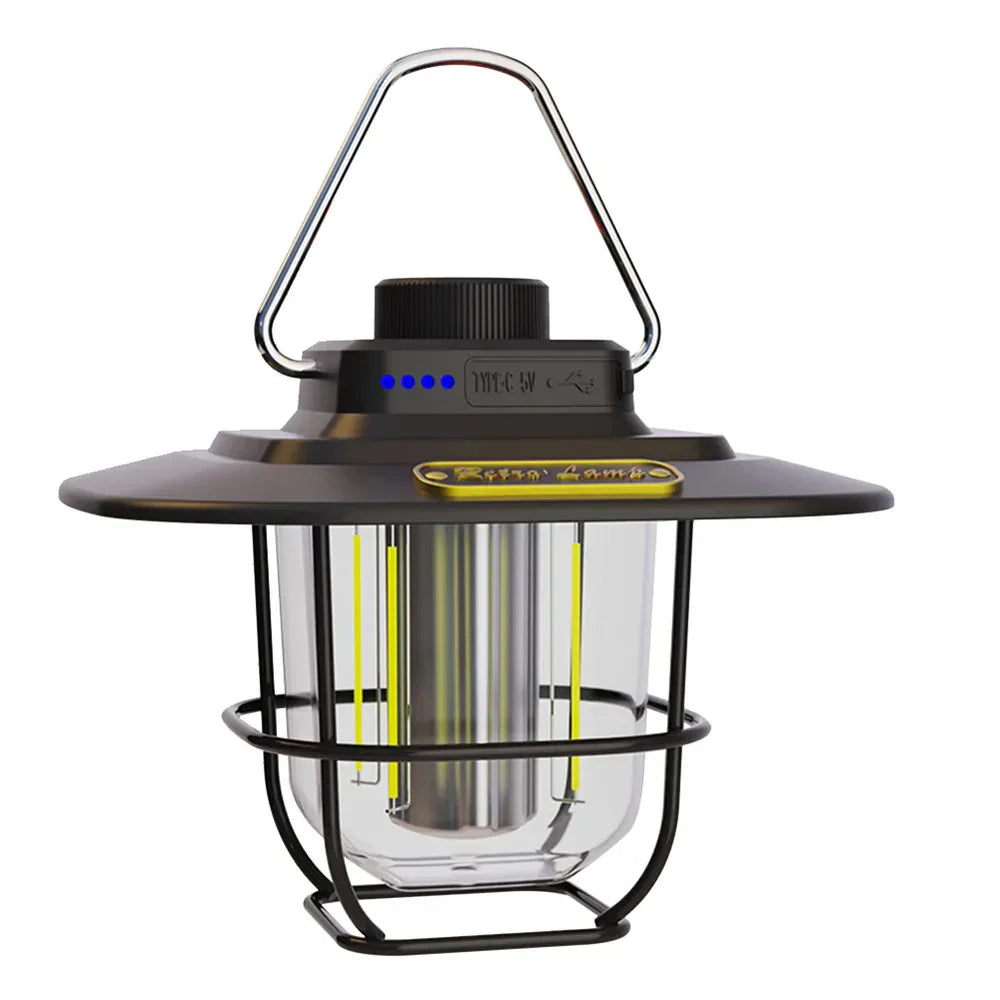 SolariaGlow | Wiederaufladbare LED-Retro-Laterne | Dimmbar & vielseitig | Camping, Garten & Balkon