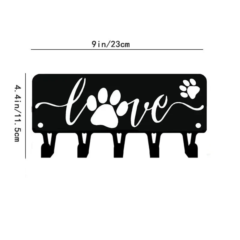 KeyLuma Wand-Schlüsselhalter | Metall Schlüsselbrett mit 5 Haken | Schwarzer Wandhaken mit dekorativem Motiv | Robuste Bauweise & Premium-Oberfläche