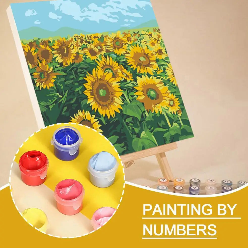 ArtMoment Malen-nach-Zahlen-Set | Abstrakte Sonnenuntergangslandschaft | Komplettes DIY-Kunstwerk