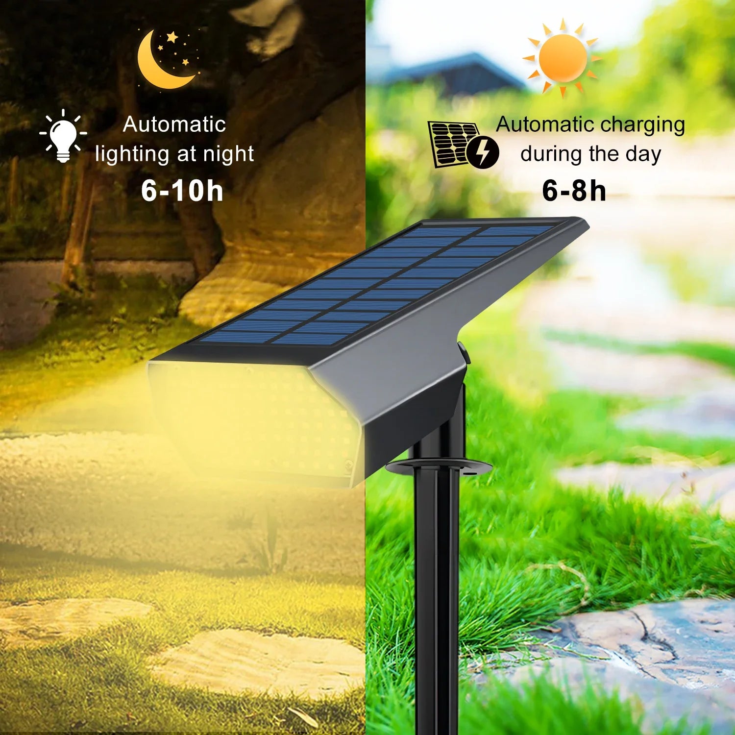 Solastra Gartenstrahler | 92 LEDs mit 2 Lichtfarben | IP65 Solarbetrieben | Für Rasen, Weg & Beet