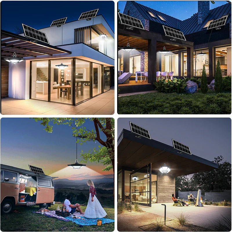Solarion LuminaGlow Solar-Pendelleuchte | 180 LEDs | 5 Modi | IP65 Wasserdicht