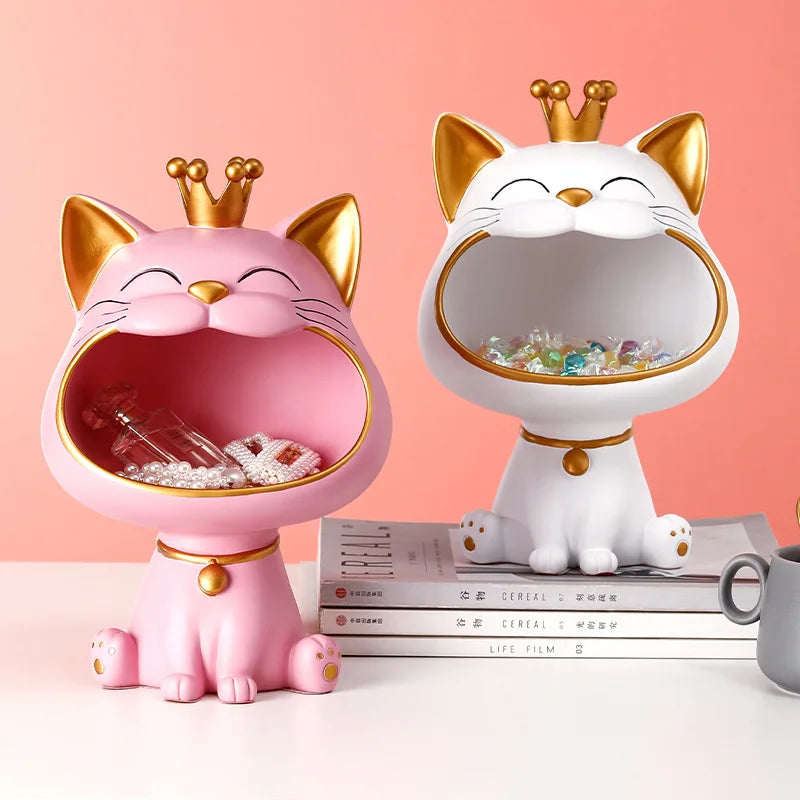 DecoMiau | Katzenfigur mit Aufbewahrung | Robust, dekorativ & vielseitig | Für Wohnzimmer, Büro & Geschenkideen