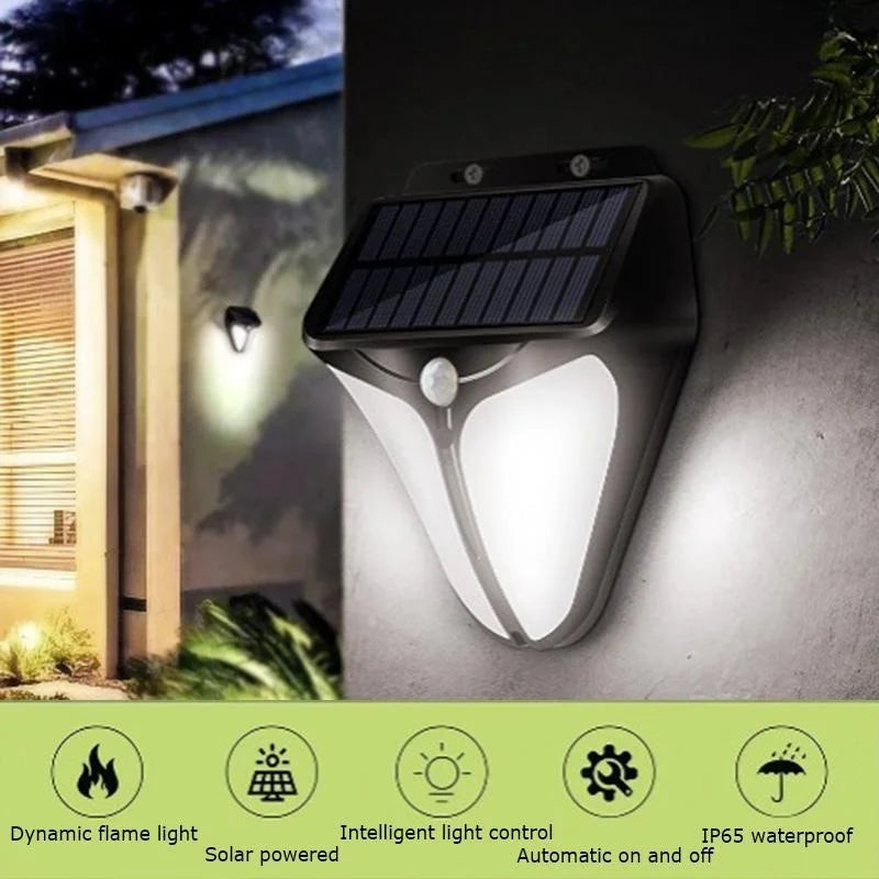 Solarya LED Solar-Wandleuchte | 38 LEDs & Bewegungsmelder | IP65 Wasserdicht | Schwarz