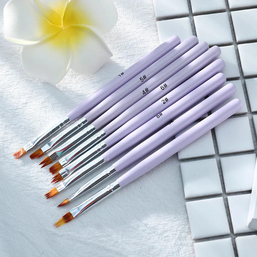 Nailina ArtBrush Set | 8-teiliges Pinselset | Für Feine Nail Art & Gel-Designs | Ergonomische Holzgriffe