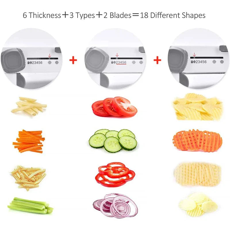 CutMaster Mandoline | 18-in-1 Gemüsehobel für Präzision und Vielseitigkeit