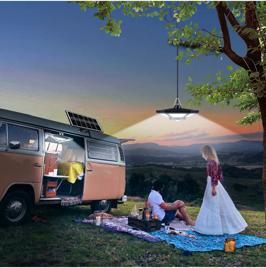 Solarion LuminaGlow Solar-Pendelleuchte | 180 LEDs | 5 Modi | IP65 Wasserdicht