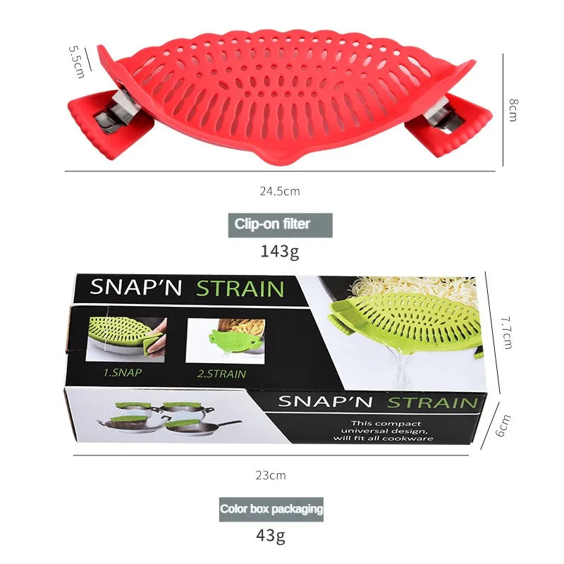 FlexiSieb Topf-Abgießhilfe | Silikon mit Edelstahl-Clips | BPA-frei & Kompakt | 22,5 cm