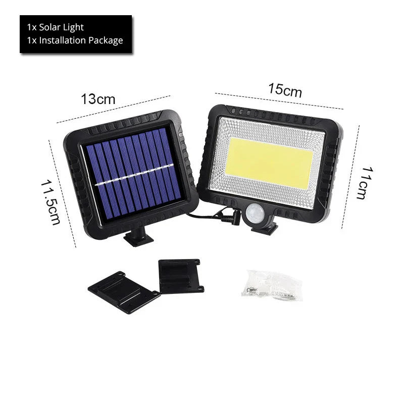 LumoSpark 100 | Solarbetriebene Außenleuchte | Bewegungssensor & Wetterfest | 100 COB-LEDs