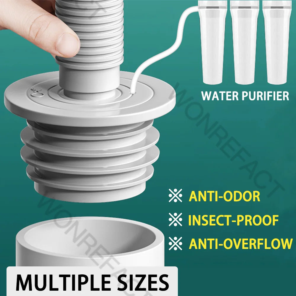 Sealora Silikon-Abflussblocker | Gegen Gerüche, Insekten & Rückfluss | Universaldichtung für 3,5–7,5 cm Rohre | Werkzeuglose Montage