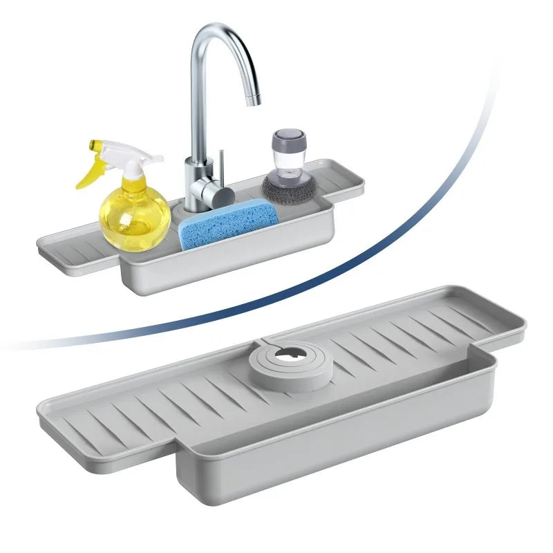 AquaDrift | Silikon-Ablagematte mit Schrägablauf | Trocknet Schwämme & Seife hygienisch | Für Küche & Waschbecken