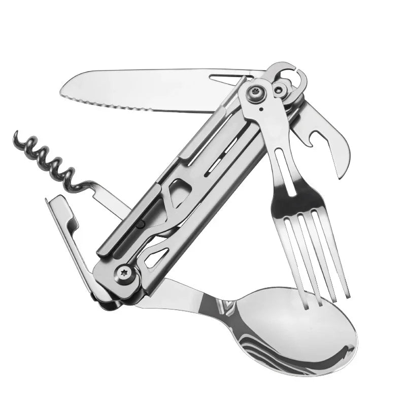 GearMaster 6-in-1 Outdoor-Besteck | Kompakt & Robustes Multitool | Edelstahl