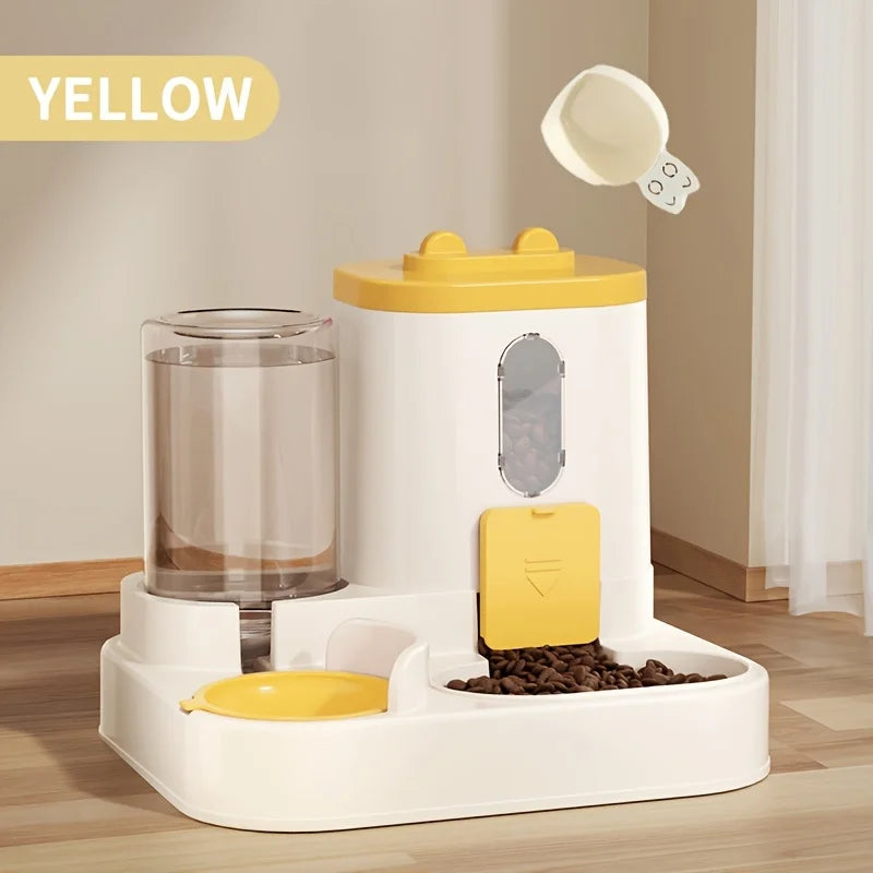 Petora | Automatischer Futter- & Wasserspender ohne Strom | 2-in-1 System mit Edelstahlnäpfen & Anti-Rutsch-Füßen | Ideal für Katzen & kleine Hunde