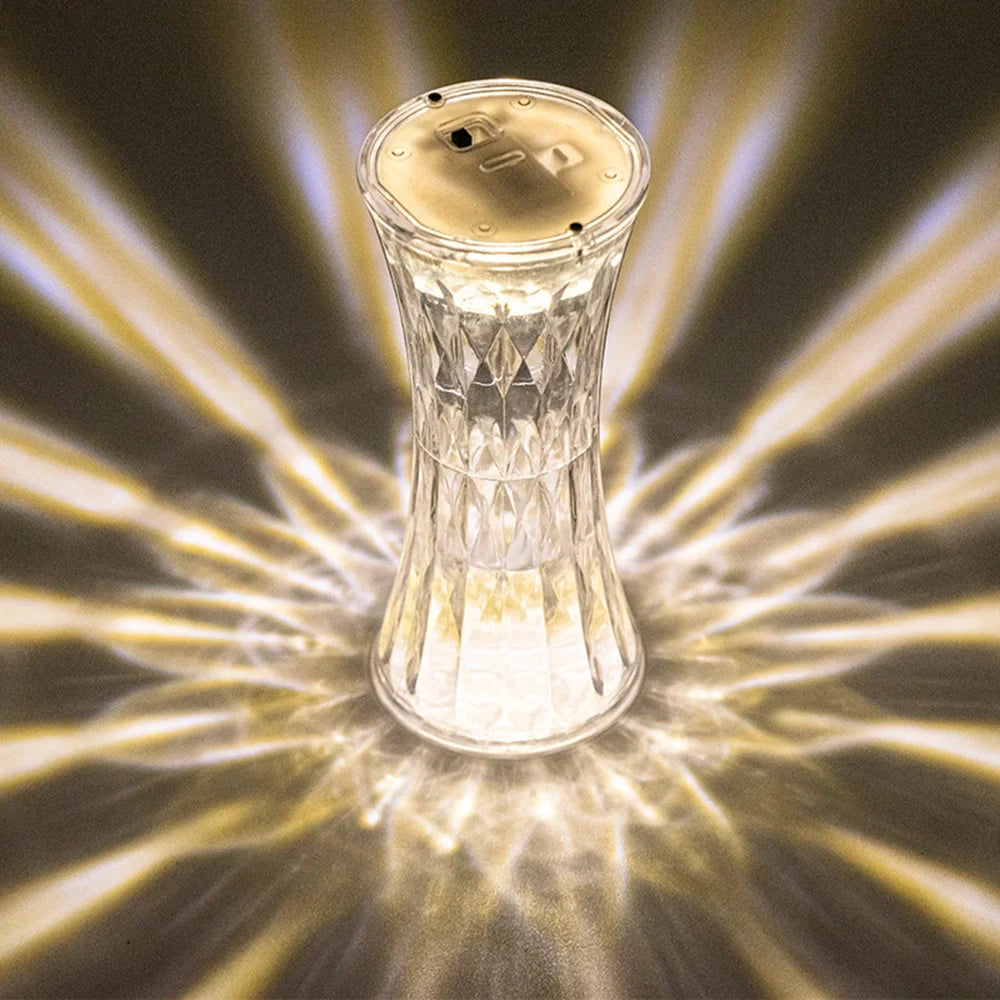 LumiCrystal LED Kristalltischlampe | Batteriebetrieben & Flammenlos | Warmweißes Ambientelicht | Ideal für Schlafzimmer, Hochzeit & Dekoration