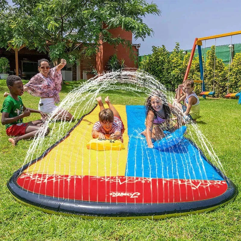 SplashGlide Wasserrutsche | Mit Sprinkler & Rutschboards | Aufblasbar | Für Garten & Sommer