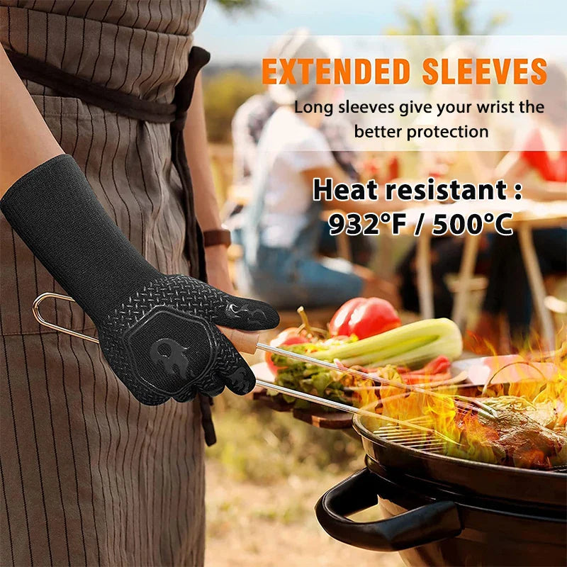 Flammexon | Grillhandschuh | Hitzeschutz bis 800 °C, rutschfest, komfortabel | Für Grill, Backofen & Outdoor-Küche