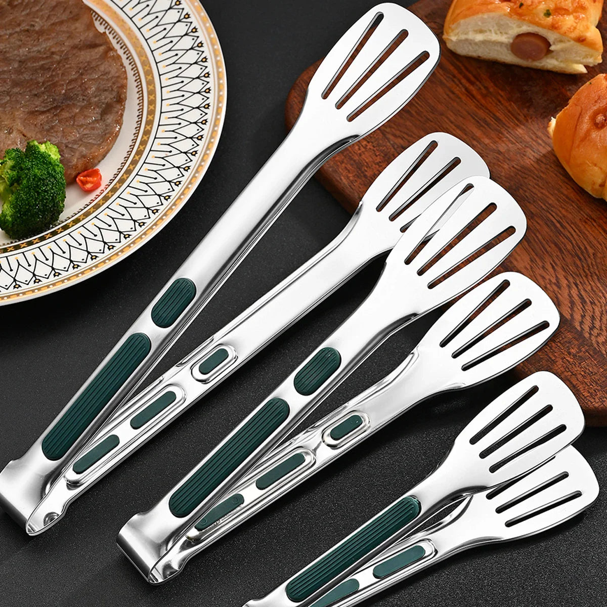 ProGrip | Edelstahl Küchenzange | Hitzebeständig & Rutschfest | Für Grill & Küche | Drei Größen | Spülmaschinengeeignet