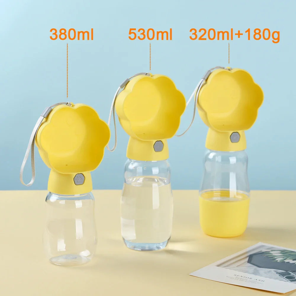PetEase | 2-in-1 Flasche | Auslaufsicher, Hygienisch, Tragbar | Für Hunde & Katzen unterwegs