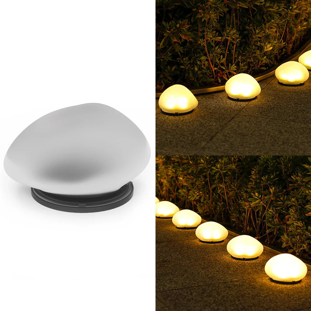 Lunastro Solarsteine | 3 Lichtmodi | Wetterfest & Kabellos | Kieselstein-Design