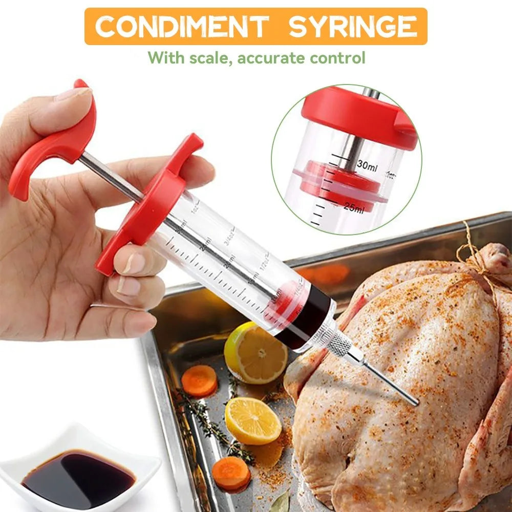 Grilloro Marinadenspritze | Für Tiefe Würze & Saftiges Fleisch | Edelstahl-Nadeln | 60 ml Volumen