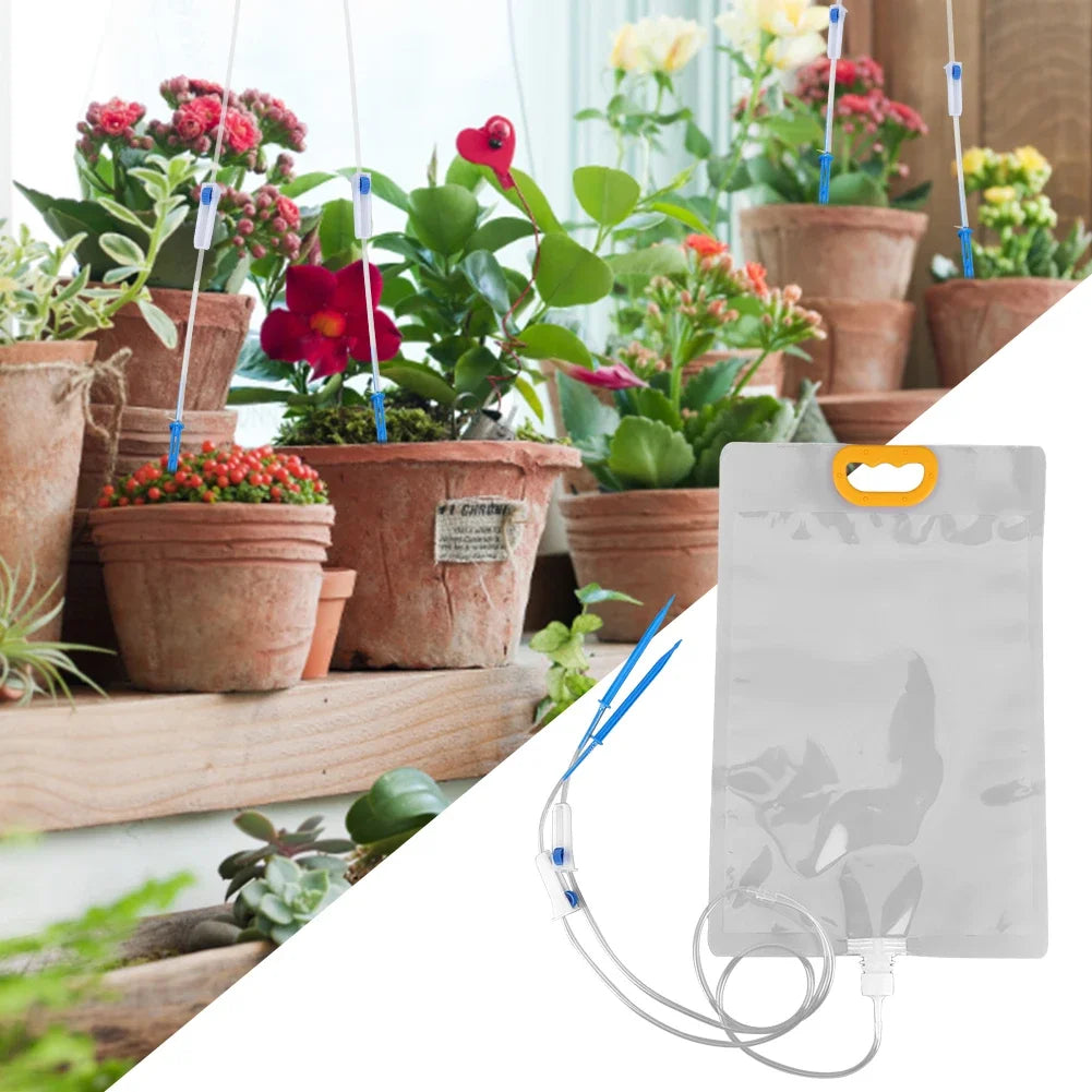 HydroLeaf Tropfbeutel | 3,5L Wassertank | Dual-Auslass & Durchflussregler | Für Balkon & Zimmerpflanzen
