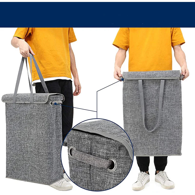 NarrowBin Wäschekorb | Schmal & 45L Volumen | Mit Deckel & Griffen | Für Bad & Flur